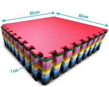Kit com 09 Tatames EVA 50x50cm 10mm - Cor Preta