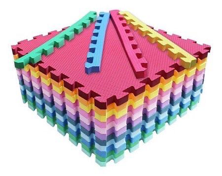 Kit com 4 peças Tatames Tapetes Eva Linha Premium 50x50 1cm Com Borda